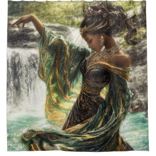 Enchanting Goddess by a Magical Waterfall  Shower Curtain