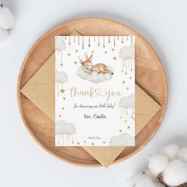 Enchanting Gold Starry Fawn Baby Shower Thank You Card Zazzle enchanting-gold-starry-fawn-baby-shower-thank-you-card-zazzle