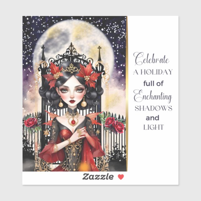 Enchanting Goth Fairy Christmas Sticker (Sheet)