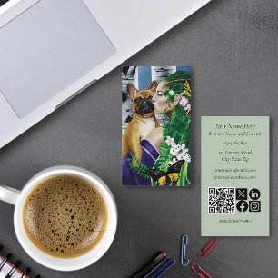 Enchanting Green Fantasy French Bulldog Dryad Business Card