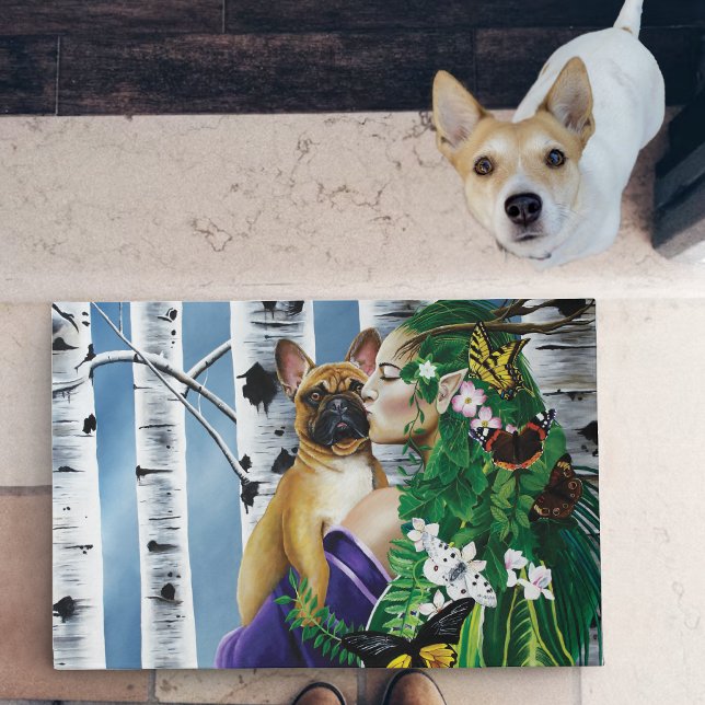 Enchanting Green Fantasy French Bulldog Dryad Doormat (Creator Uploaded)