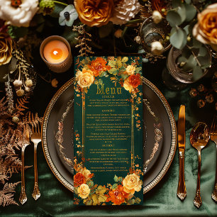 Enchanting Green & Orange Druid Inspired Wedding Menu
