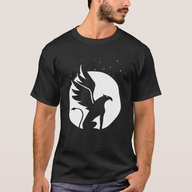 Enchanting Griffin graphic with Celestial Backdrop T-Shirt (Front)