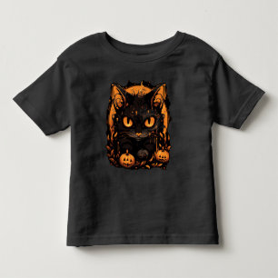 Enchanting Halloween: Black Cat Among Pumpkins Toddler T-shirt