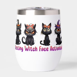 Enchanting Halloween Cat Group Thermal Wine Tumbler