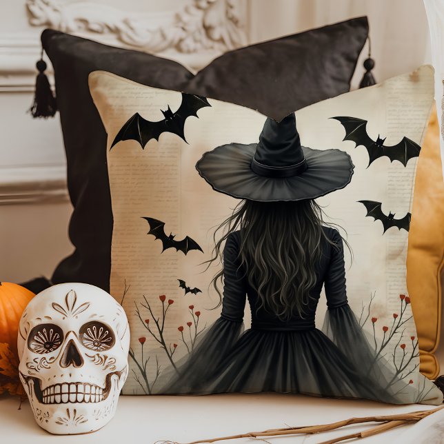 Enchanting Halloween Witch  Throw Pillow (Creator Uploaded)