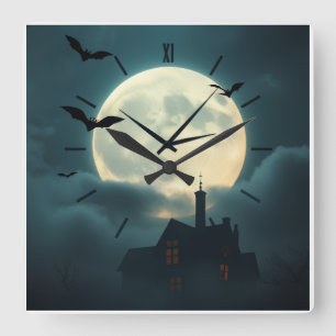 Enchanting Haunted Moon Clock Luxury Gothic Art