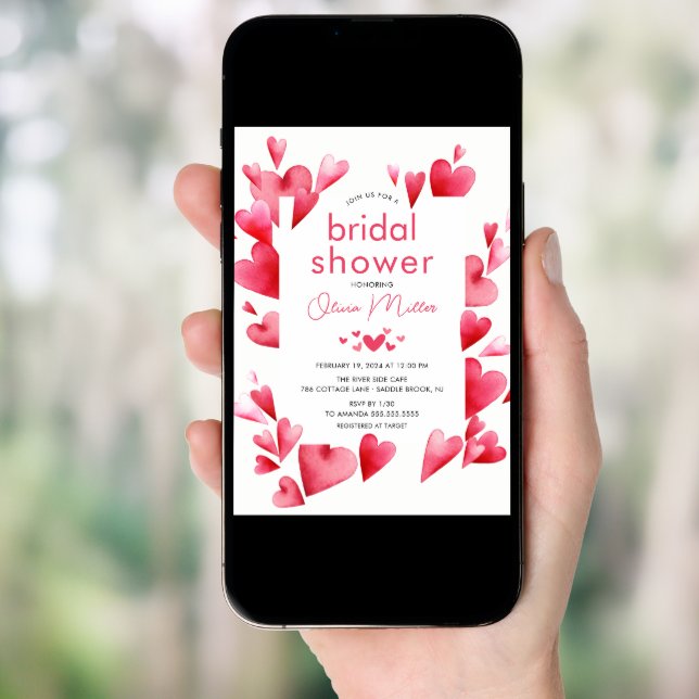 Enchanting Hearts Bridal Shower Invitation (Front Digital)