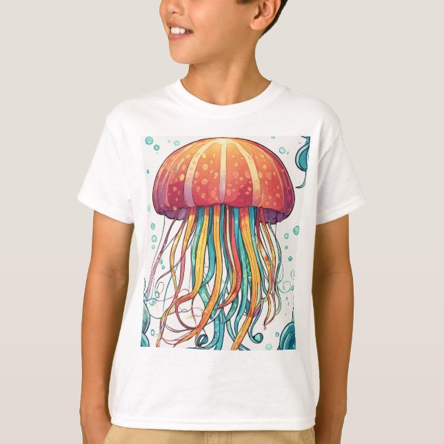 Enchanting Jellyfish Printed Kids' T-Shirt (Front)