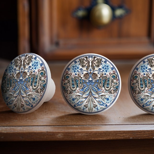 Enchanting Kaleidoscope Lions & Snakes De Morgan Ceramic Knob (Creator Uploaded)