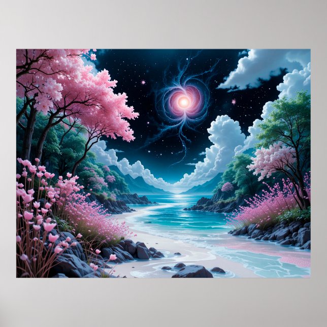 Enchanting Landscape With Cherry Blossoms 🌸🌿 Poster (Front)