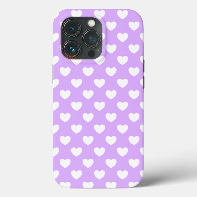 Enchanting Lavender And White Hearts iPhone Cover (Back)
