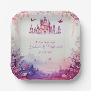 Enchanting Lavender Renaissance Castle Wedding Paper Plates