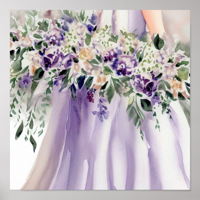 Enchanting Lilac, Bridal Cascading Bouquet 1, Poster (Front)