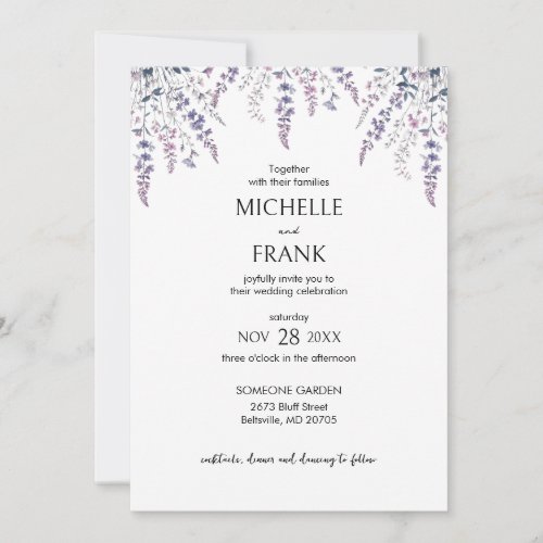 Enchanting Lilac Dreams Boho Floral Wedding Invitation