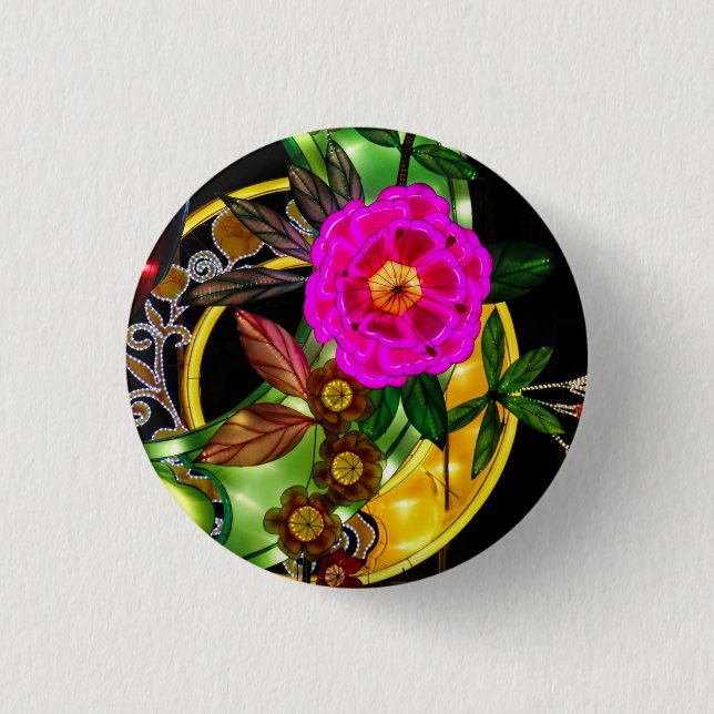 Enchanting Magenta & Gold  Button (Front)