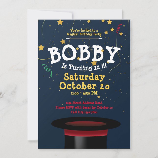 Enchanting Magic Show Kids' Birthday Template (Front)