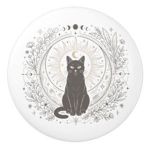 Enchanting Magical Cat Apothecary – Sun & Moon Ceramic Knob