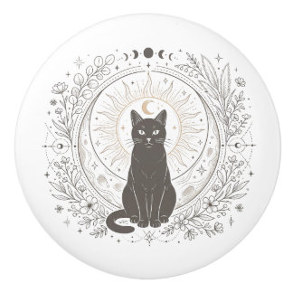 Enchanting Magical Cat Apothecary – Sun & Moon Ceramic Knob
