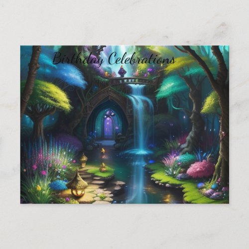 Enchanting Magical Fairy Garden Birthday Invitation Postcard