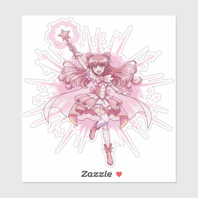 Enchanting Magical Girl Anime Transformation  Sticker (Sheet)