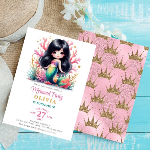 Enchanting Magical Mermaid Birthday Party Invitation