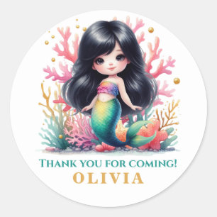 Enchanting Magical Mermaid Birthday Thank You Classic Round Sticker