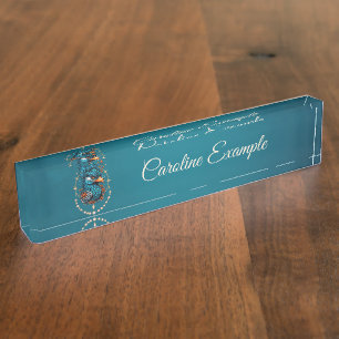 Enchanting majestic blue bird. desk name plate