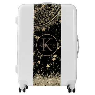 Enchanting Mandala with Gold Stars Monogram     Lu Luggage