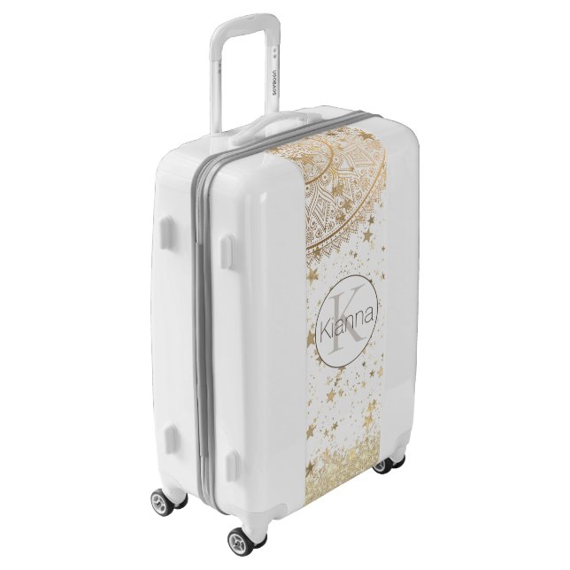 Enchanting Mandala with gold Stars Monogram Luggage (Rotated Left)
