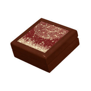 Enchanting Mandala with Gold Stars on Red Gift Box