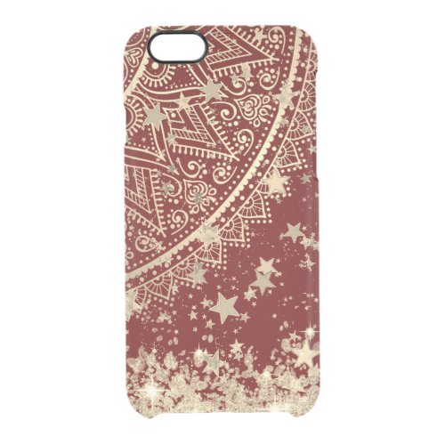 Enchanting Mandala with Gold Stars on Red     Clear iPhone 66S Case