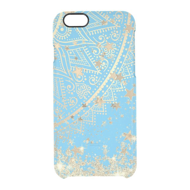 Enchanting Mandala with Gold Stars on Turquoise    Uncommon iPhone Case (Back)