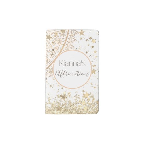 Enchanting Mandala with Gold Stars   Pocket Moleskine Notebook