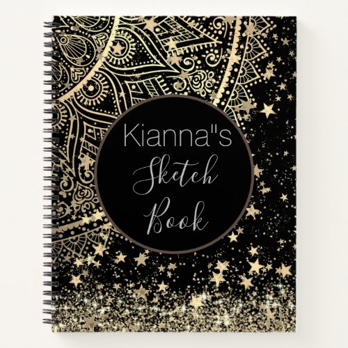 Enchanting Mandala with Gold Stars Sketch Book