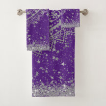 Enchanting Mandala with Silver Stars on Purple