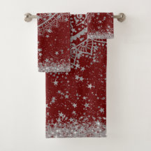 Enchanting Mandala with Silver Stars on Red