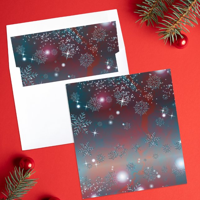 Enchanting Marbled Red Blue Winter Wonderland  Envelope Liner (Creator Uploaded)