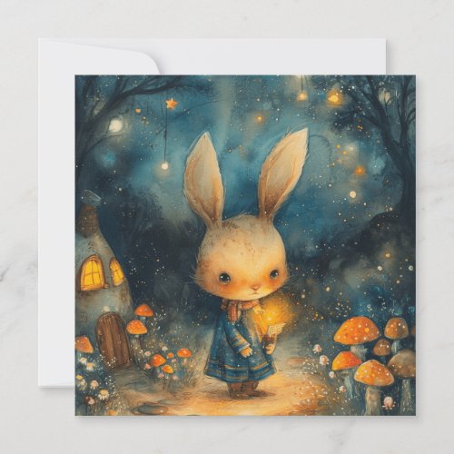 Enchanting Meadow Cute Bunny Downloadable Holiday Card