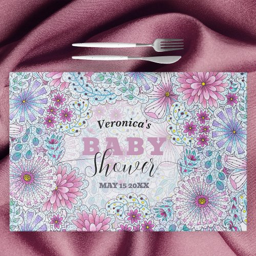 Enchanting Meadow Flowers Baby Shower Placemat