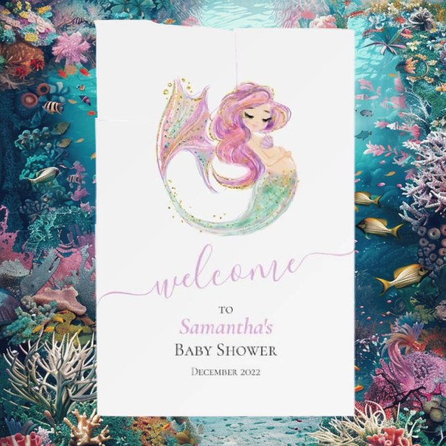 Enchanting Mermaid Baby Shower Foam Board (The idea of a mermaid welcome sign is simply adorable)