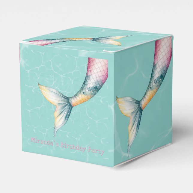 Enchanting Mermaid Tail Girl Birthday Party Favor Boxes (Front Side)