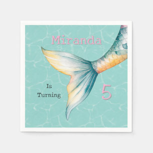 Enchanting Mermaid Tail Girl Birthday Party Napkins