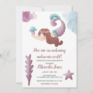 Enchanting Mermaids and Jellyfish Baby Shower Inv Invitation