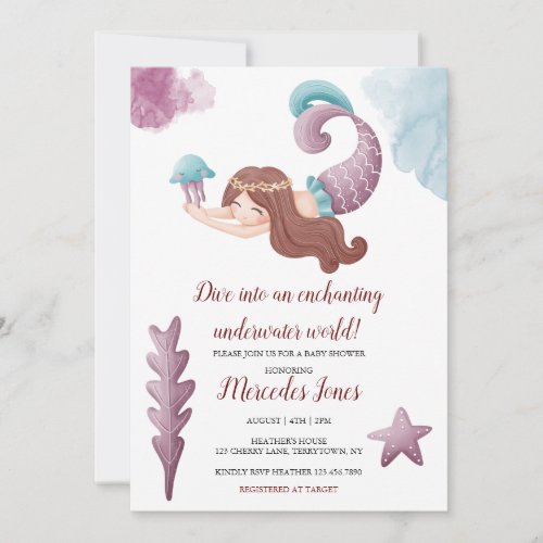 Enchanting Mermaids and Jellyfish Baby Shower  Inv Invitation