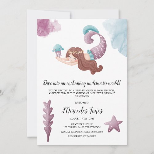 Enchanting Mermaids and Jellyfish Baby Shower  Invitation