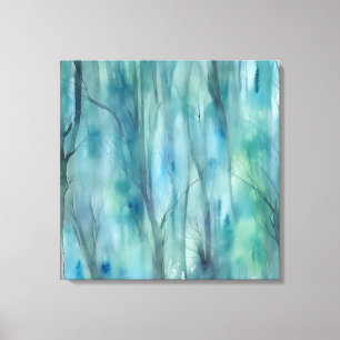 Enchanting Misty Forest Watercolor Painting Canvas Print