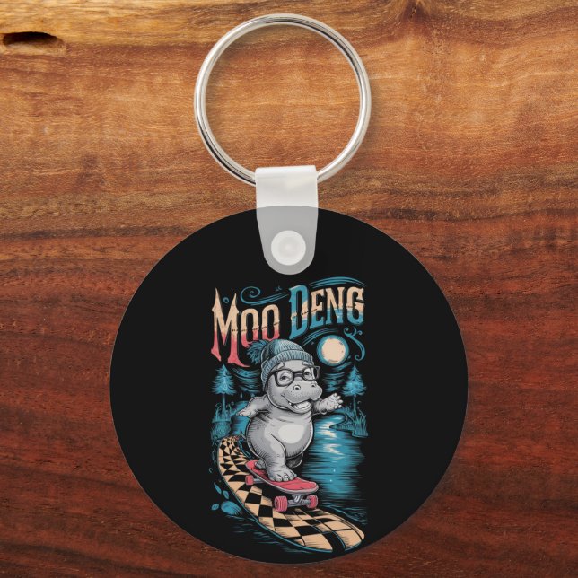 Enchanting Moo Deng Hippo Keychain (Front)