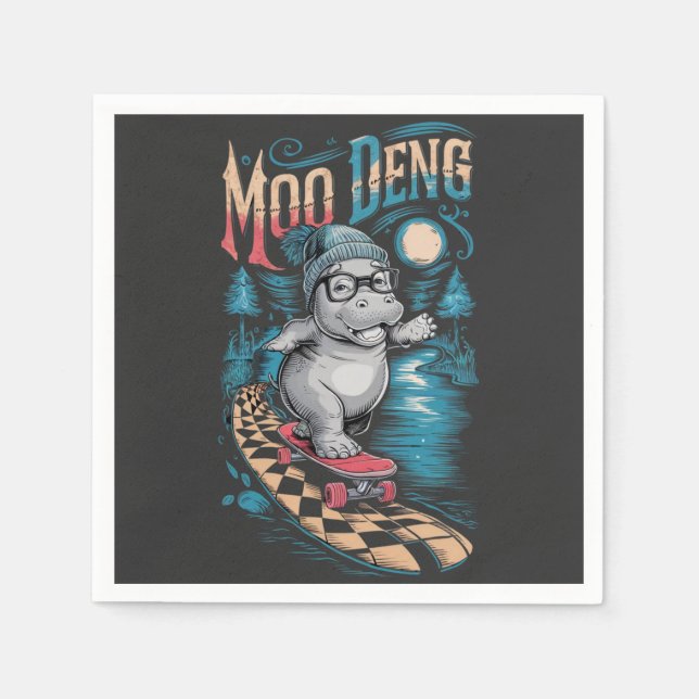 Enchanting Moo Deng Hippo Napkins (Front)