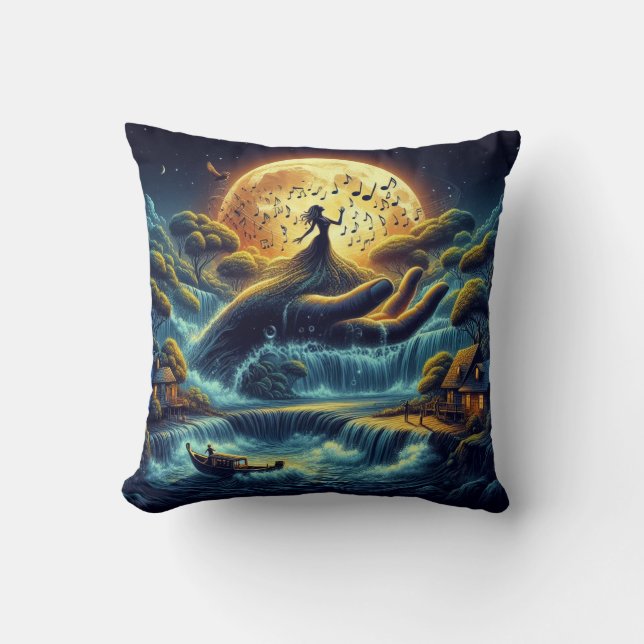 Enchanting Moonlight Serenade Throw Pillow (Front)